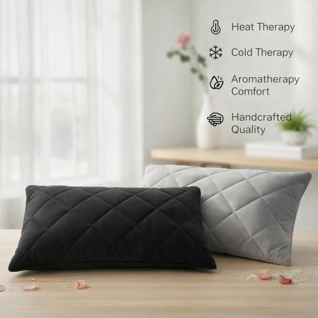 Therapy Lab Aromatherapy Therapy Pillow (Heat & Cold) — Deep Relaxation Comfort in Stone Grey / Matte Black