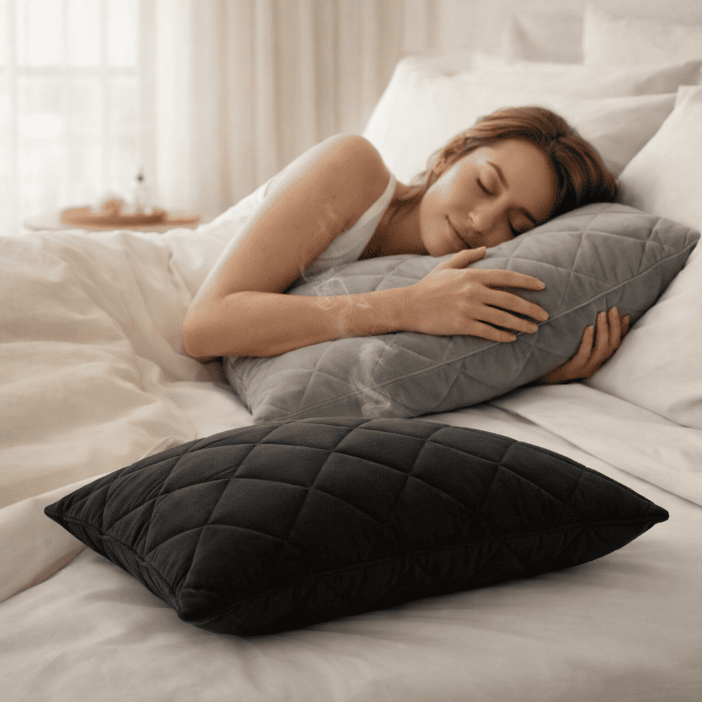 Therapy Lab Aromatherapy Therapy Pillow (Heat & Cold) — Deep Relaxation Comfort in Stone Grey / Matte Black